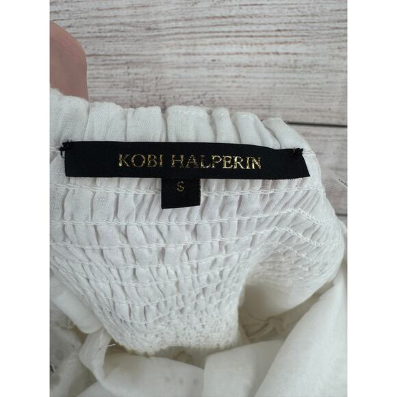 Kobi Halperin Eyelet Crochet Embroidered Midi Dress Womens Small White Tie Back - Picture 9 of 14